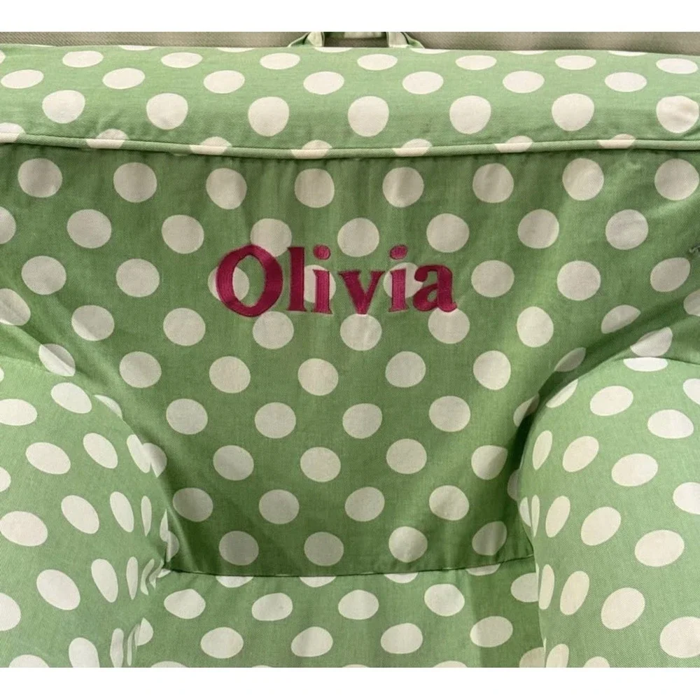 Pottery Barn My First Anywhere Chair COVER ONLY Olivia Embroidered Green Dots